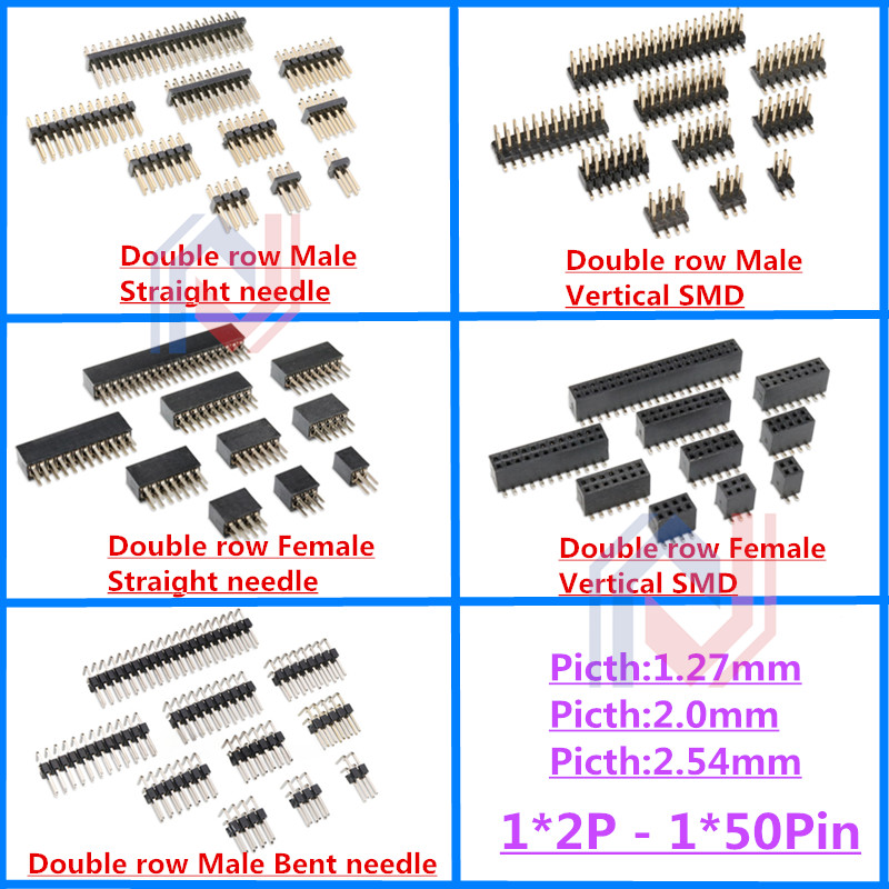 Male Female Header Pin - 10 шт. 2-контактные (2x2P) 50-контактные двухрядные